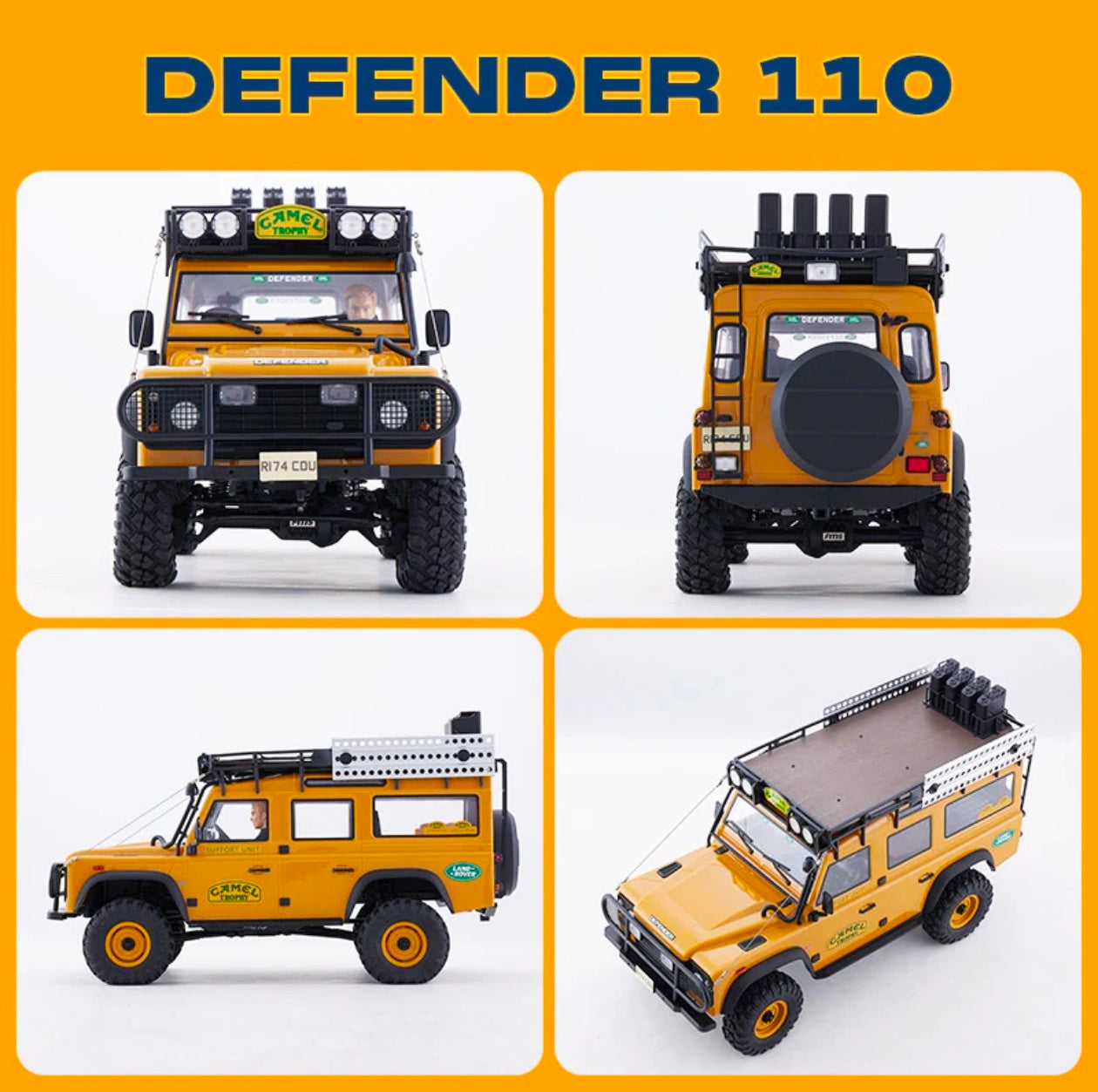FMS 1:10 FCX10 Land Rover Defender RS Yellow