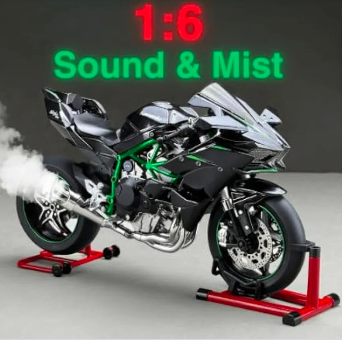 Kawasaki H2R 1/6 Scale Diecast Model with Light & Smoke – Premium Superbike